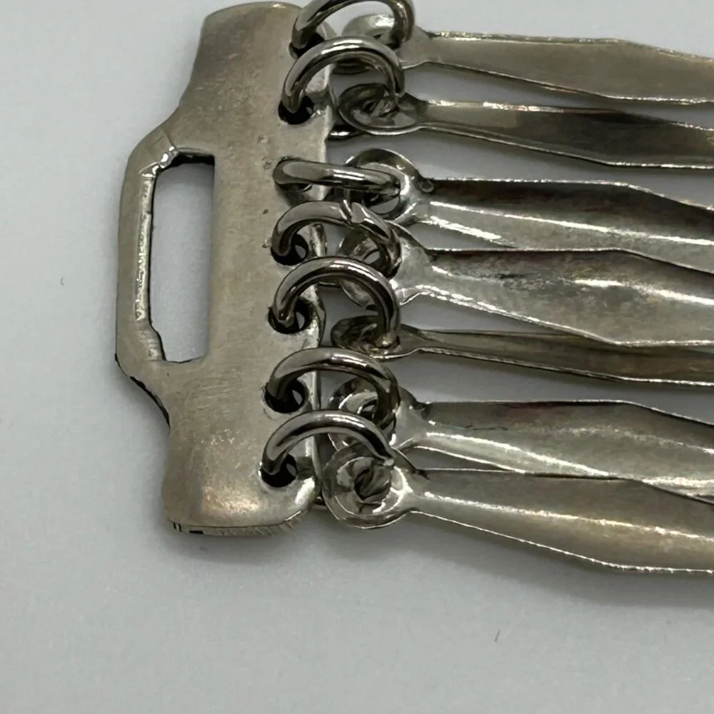 Vintage Mexican Alpaca Silver Panel Bracelet Aztec Motif Made in Mexico Boho - Picture 9 of 14
